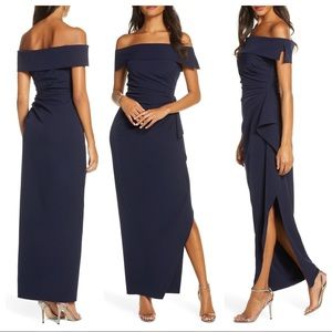NWOT Vince Camuto Off the Shoulder Crepe Gown